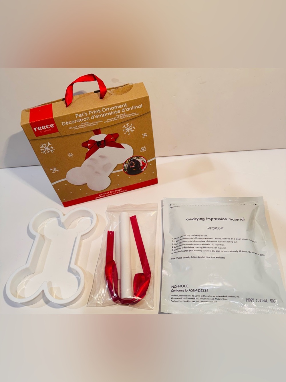 Reece Studio Pet Print Holiday Ornament Dog Paw Impression Kit NIB